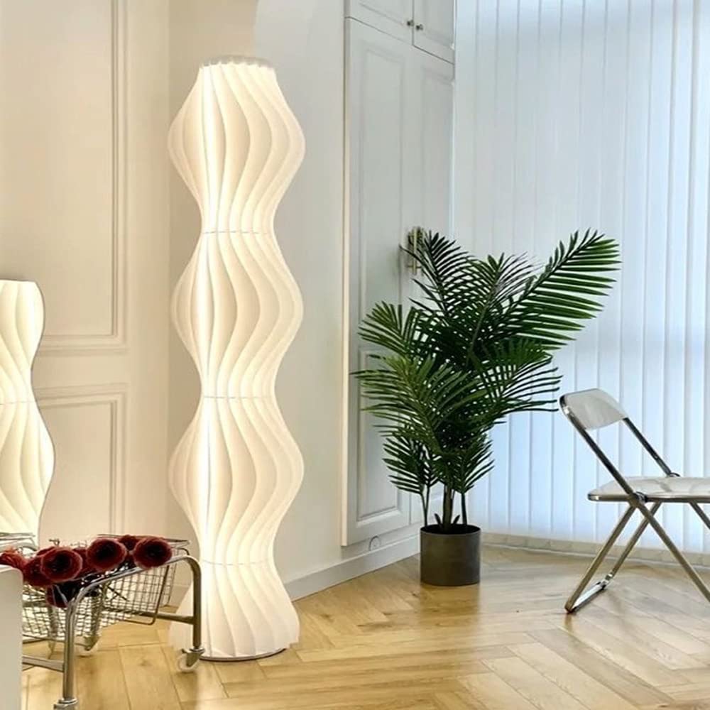 Kutis Remote Control Tri-Color Dimmable Nordic Denmark Creative Hula Floor Lamp Living Room Designer Sofa Bedroom Atmosphere White Origami Art Lighting 10 x 173 cm.