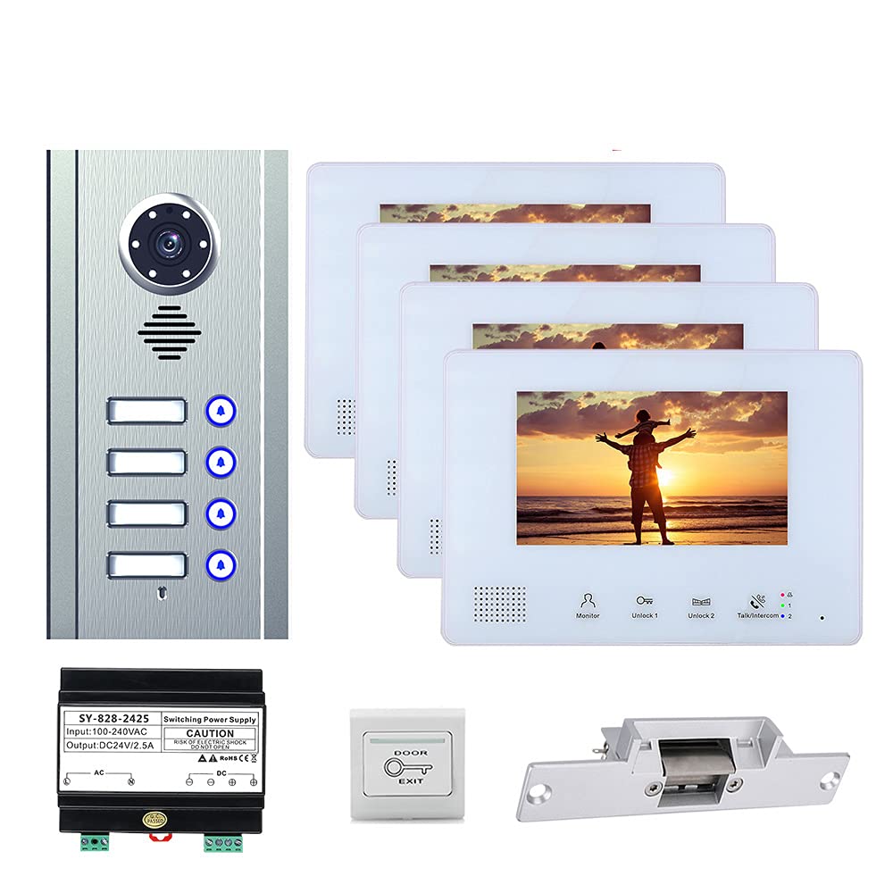 Toncont Video Doorbell Intercom System, 7" Monitor Video Door Phone Kits, Wired Video Door Entry System, IR Night Vision Door Camera, Unlock, Dual-Way Intercom Outdoor Indoor For Home Villa (Black - View #8