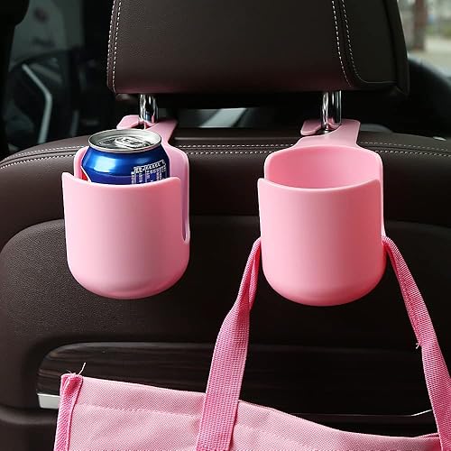 Miniatura 7 de Car Seat Headrest Hook Hanger Storage Organizer Universal with Cup Holder for Handbag fit Universal Vehicle Car (Beige)