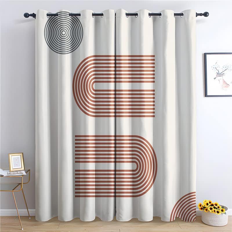 Cortinas opacas modernas de mediados de siglo para dormitorio, sala de estar, cortinas abstractas y decoración del hogar, cortinas de ventana