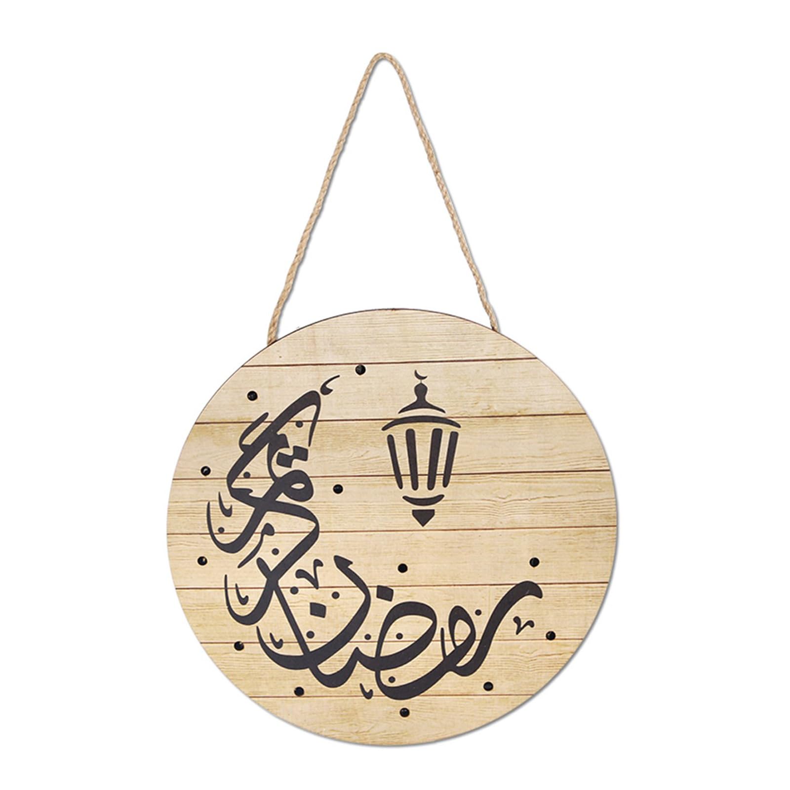 NVOQILIN Middle Eastern Festival Welcome Sign Wooden Door Sign Hanging Ornament for Entrance Door Living Room Bedroom Decoration Theme Party Decoration