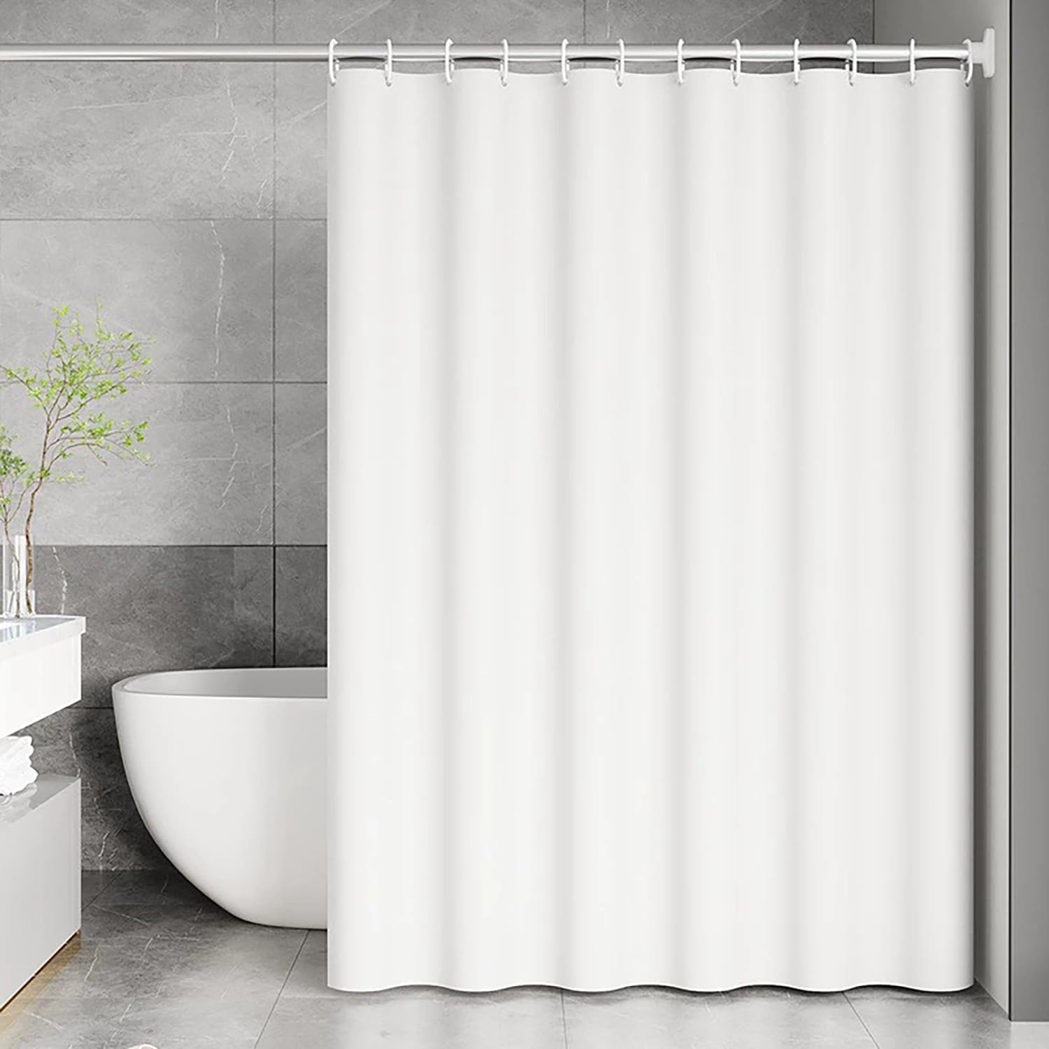 PLCIVSA Waterproof PEVA Shower Curtain Liner,Washable Long Shower Curtain with 12 Grommets Quick Dry Easy to Clean for Shower Stall Bathroom(White,150x200cm(1 Panel))