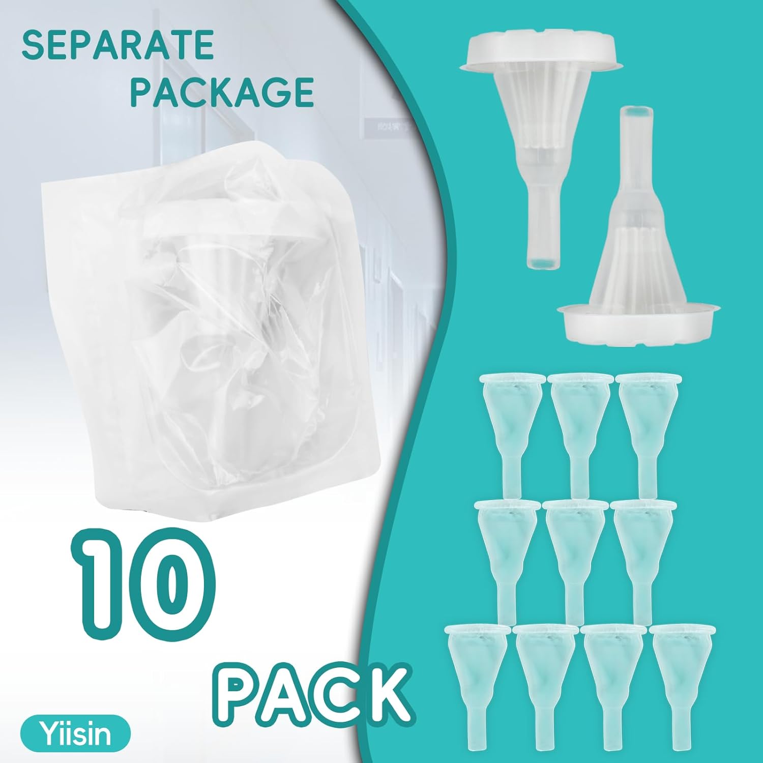 Catheters for Men Overnight,10Pcs Silicone External Condom Catheter Disposable Self-Seal Set,Male Catheters for Home Use,Easy Drainage,No Backflow (Large Size)