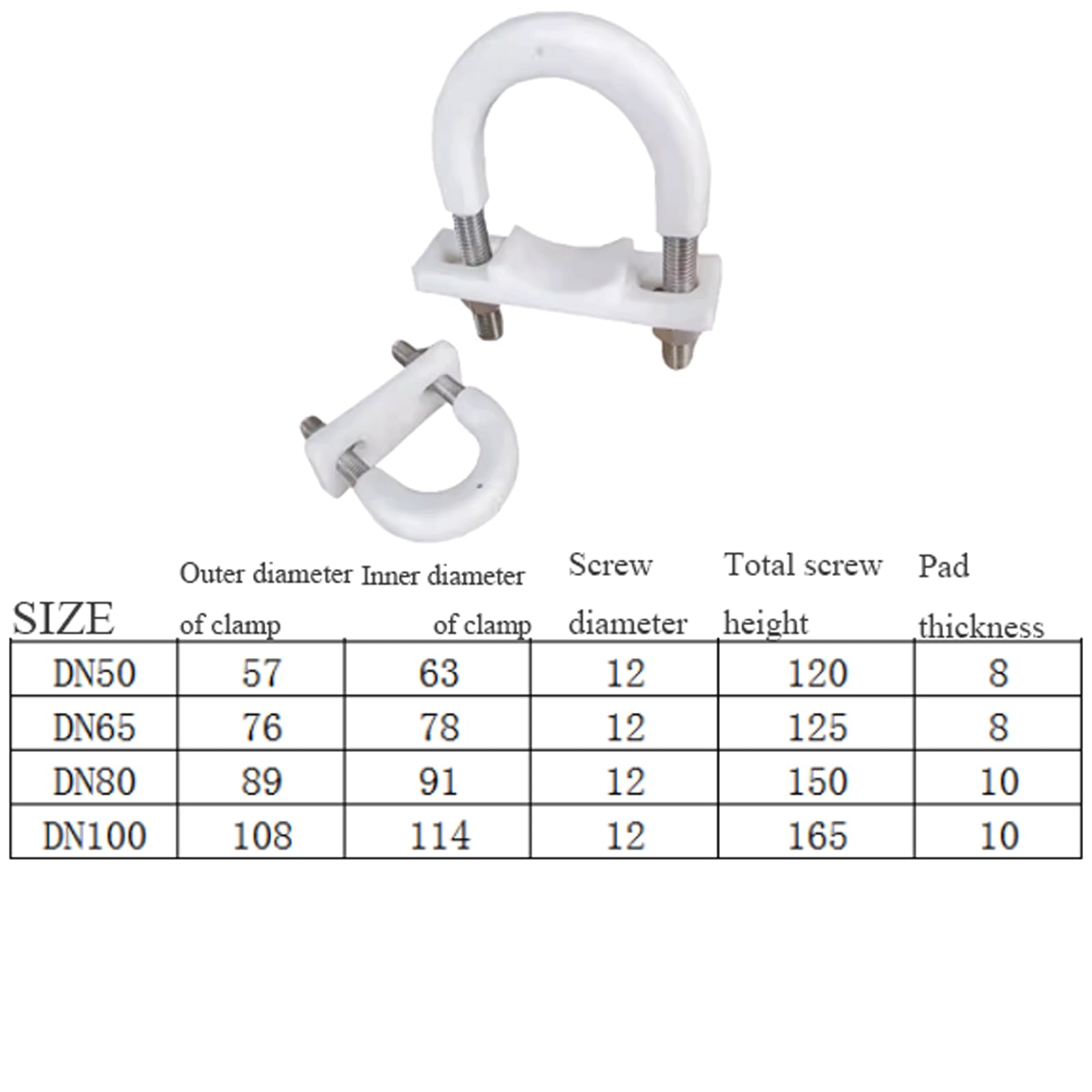 Produktbild von 60x150mm Rohrhalterung U-Bolzen M12 Edelstahl 304 - Industrielle Rohrschelle Für Rahmen M12 Rohrschelle