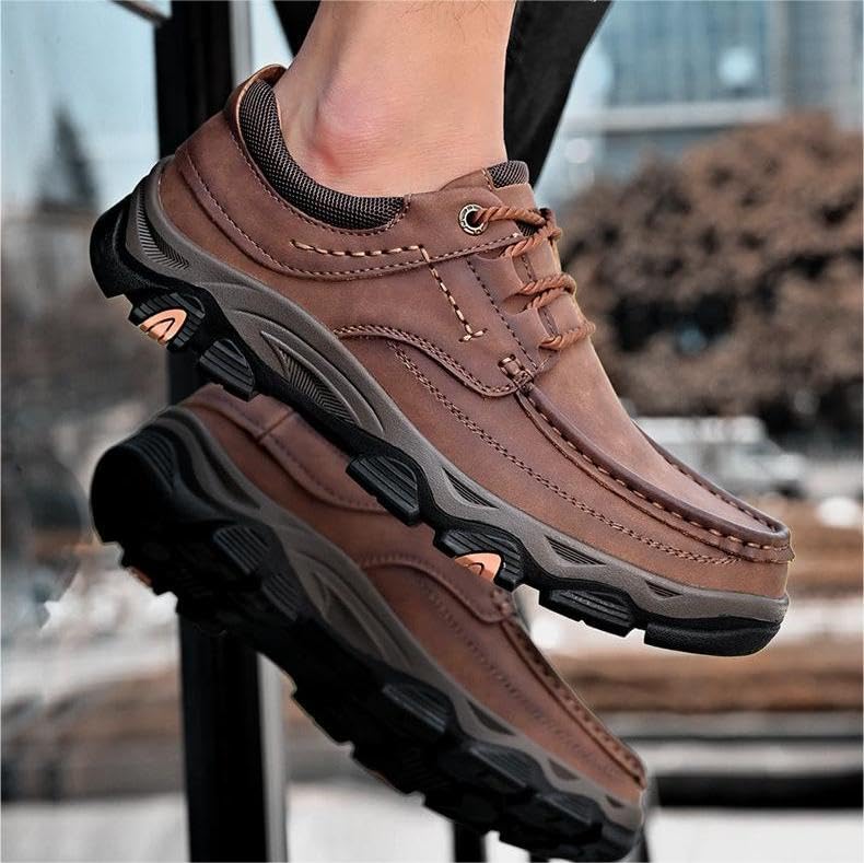 Mens Hand Stitching Lace-up Loafers, Mens Loafers Slip On Loafer Leather Casual Walking Shoes3