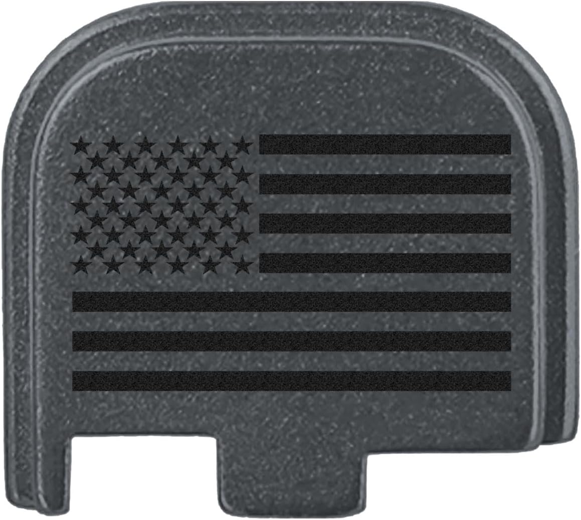 NDZ Performance Slide Cover Back Plate for Glock 43 43X 48 & PSA Dagger Micro – Aluminum Upgrade with Black Engraving – US Flag – Gray