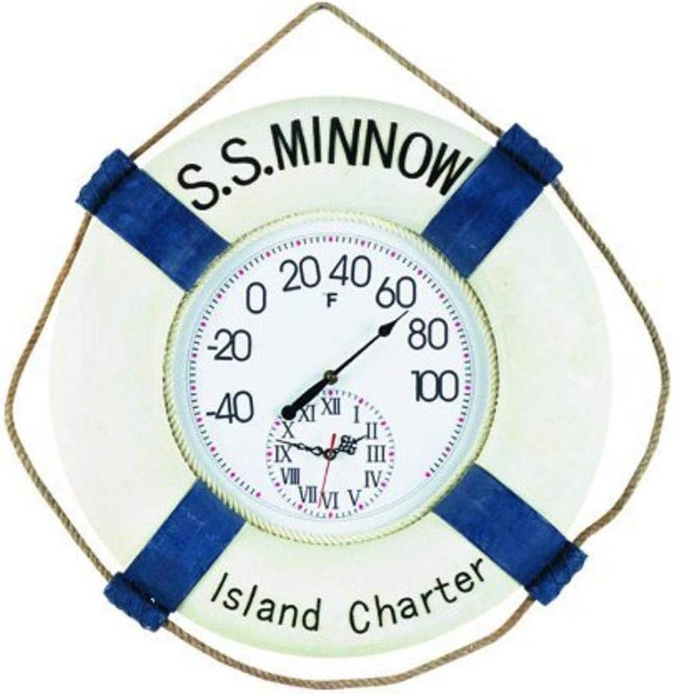 RAM Gameroom Products Outdoor Decor S.S. Minnow Fahrenheit Clock and Thermometer