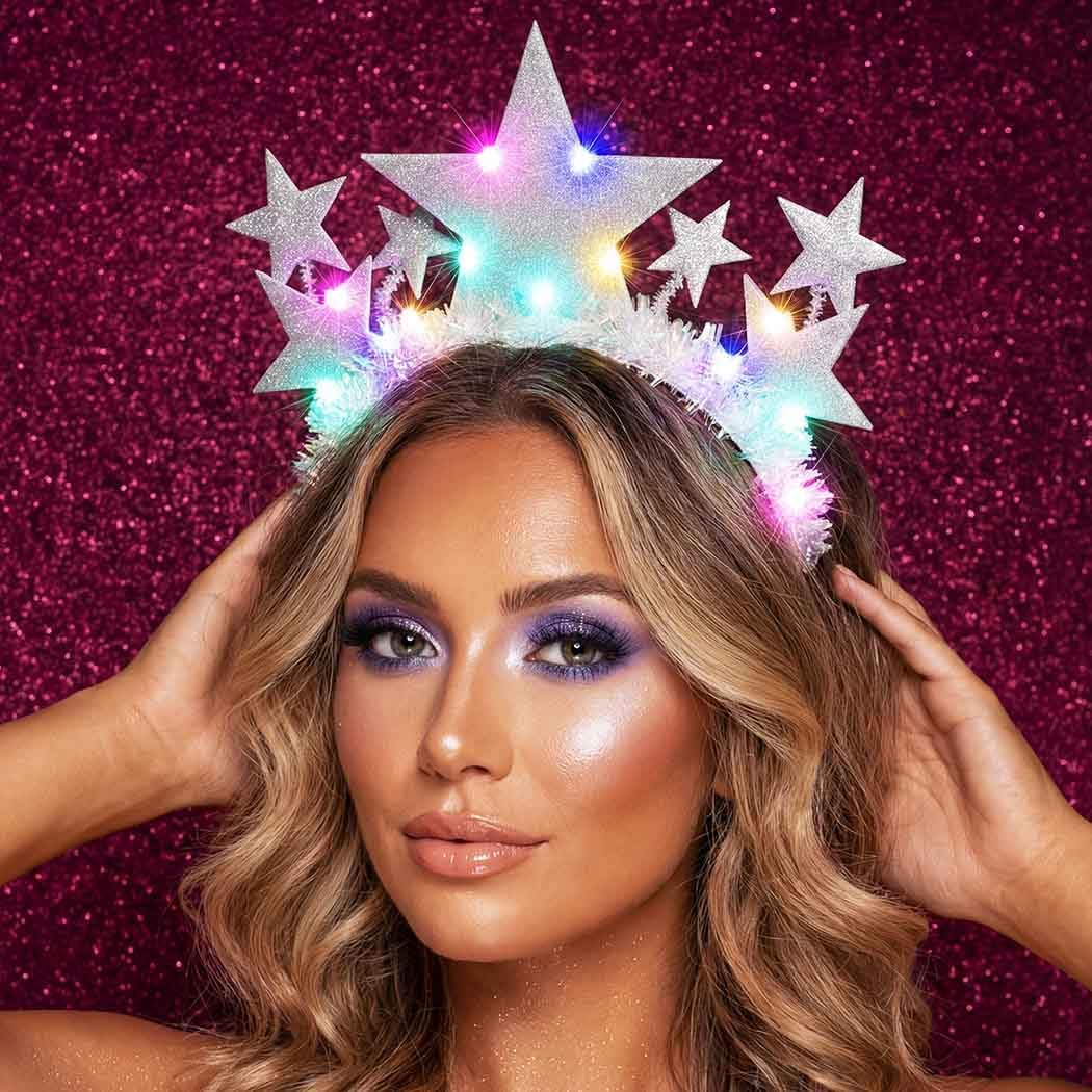 BARTOSI Light Up Star Headband LED Star Headbands Glow Costume Hair Accessories for Women and Girls - Image 7