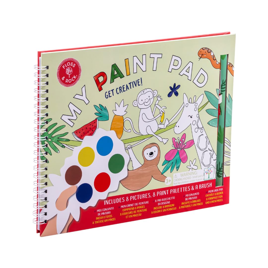 Floss & Rock Kids Paint Pad, Creative Boys Girls Arts Crafts Kit Set, Paint Pallete and Brush, Children 3+ Years