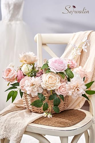 Miniatura 6 de Serwalin Flores artificiales, flores falsas rosas para pasteles de boda, ramos de novia, centros de mesa, arreglos florales, caja de flores de