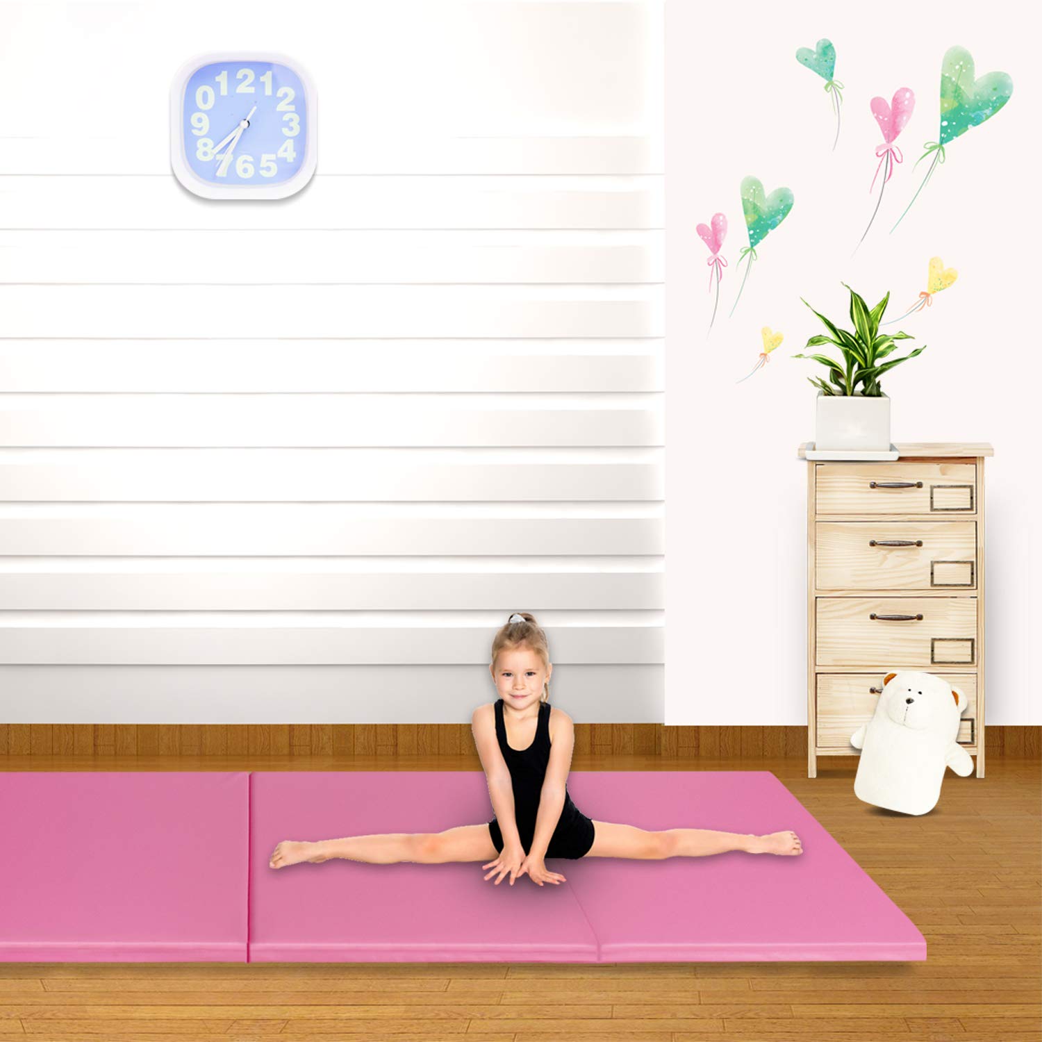 CCLIFE Składana mata miękka o wymiarach 180x60x5 cm - Mata do fitnessu, gimnastyki, antypoślizgowa mata do ćwiczeń w domu, mata sportowa, mata do zabawy.