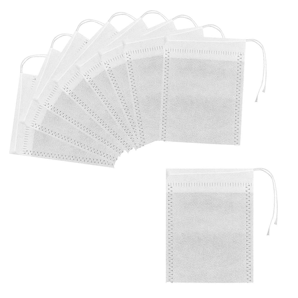 50 PCS Cotton Muslin Drawstring Bags Reusable Tea Bags Mesh Bags for Filtering, Isolating Tea and Coffee Grounds(8 * 10 CM), White