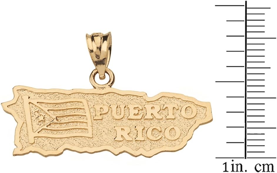 Puerto Rico US State Map Charm Pendant in 14k Yellow Gold - Image 2
