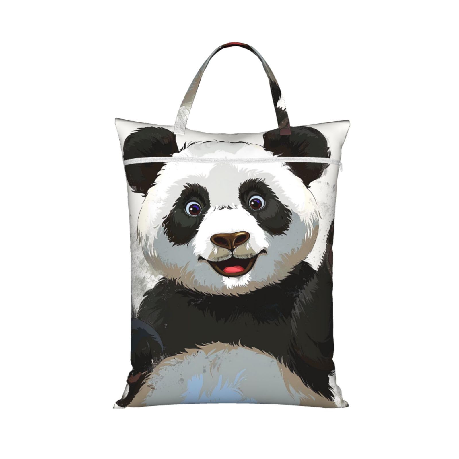 Large Travel Laundry Bags,Panda art Print with Handle Foldable Laundry Bag for Holidays Gym Swimming and Family Trips, 1Pcs