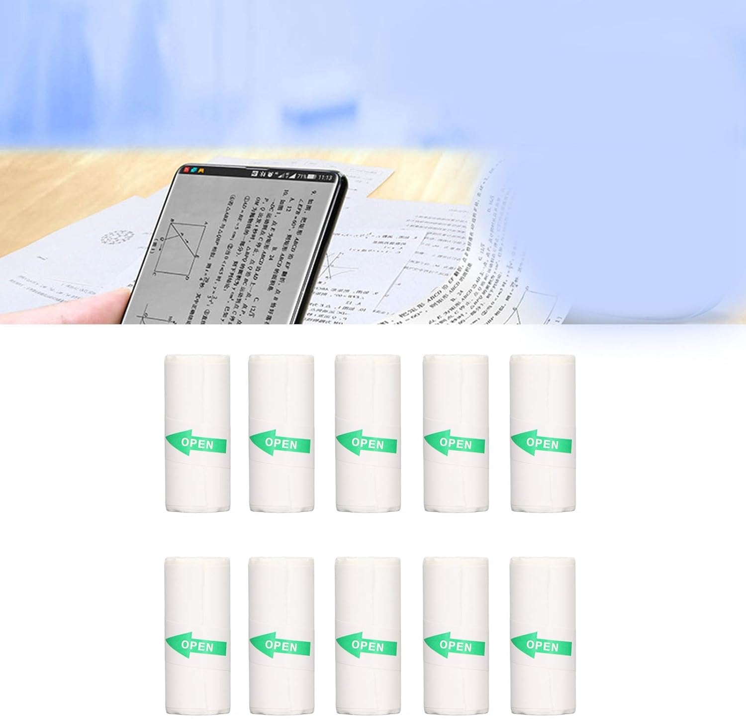 10 Roll Mini Printer Paper, Thermal Sticker Paper, Thermal Mini Printer, 57x25mm Self Adhesive Printer Paper, for Print Photo Note Labels Journal Memo - Image 3