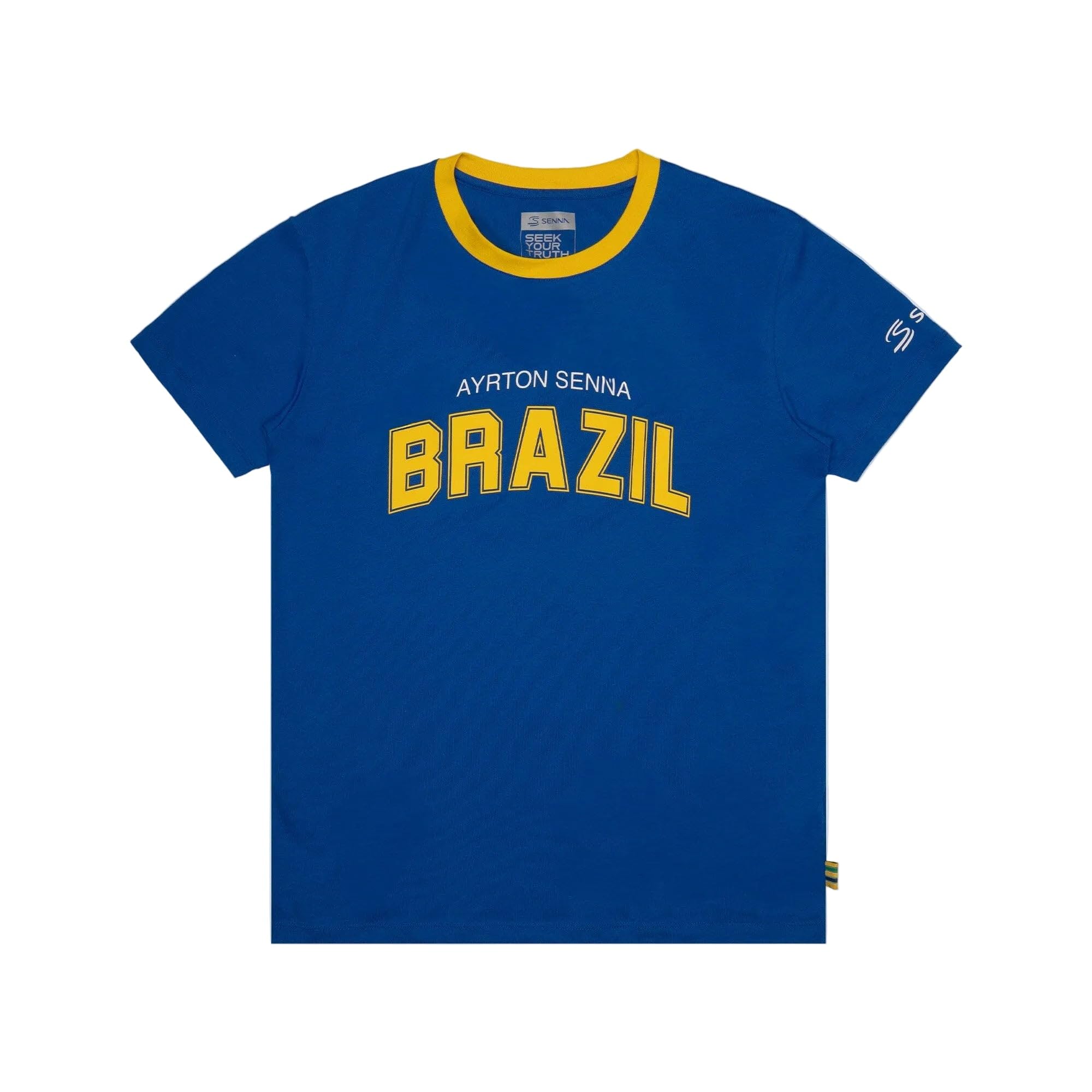 Ayrton Senna F1 Brazil T-Shirt, Blue, M