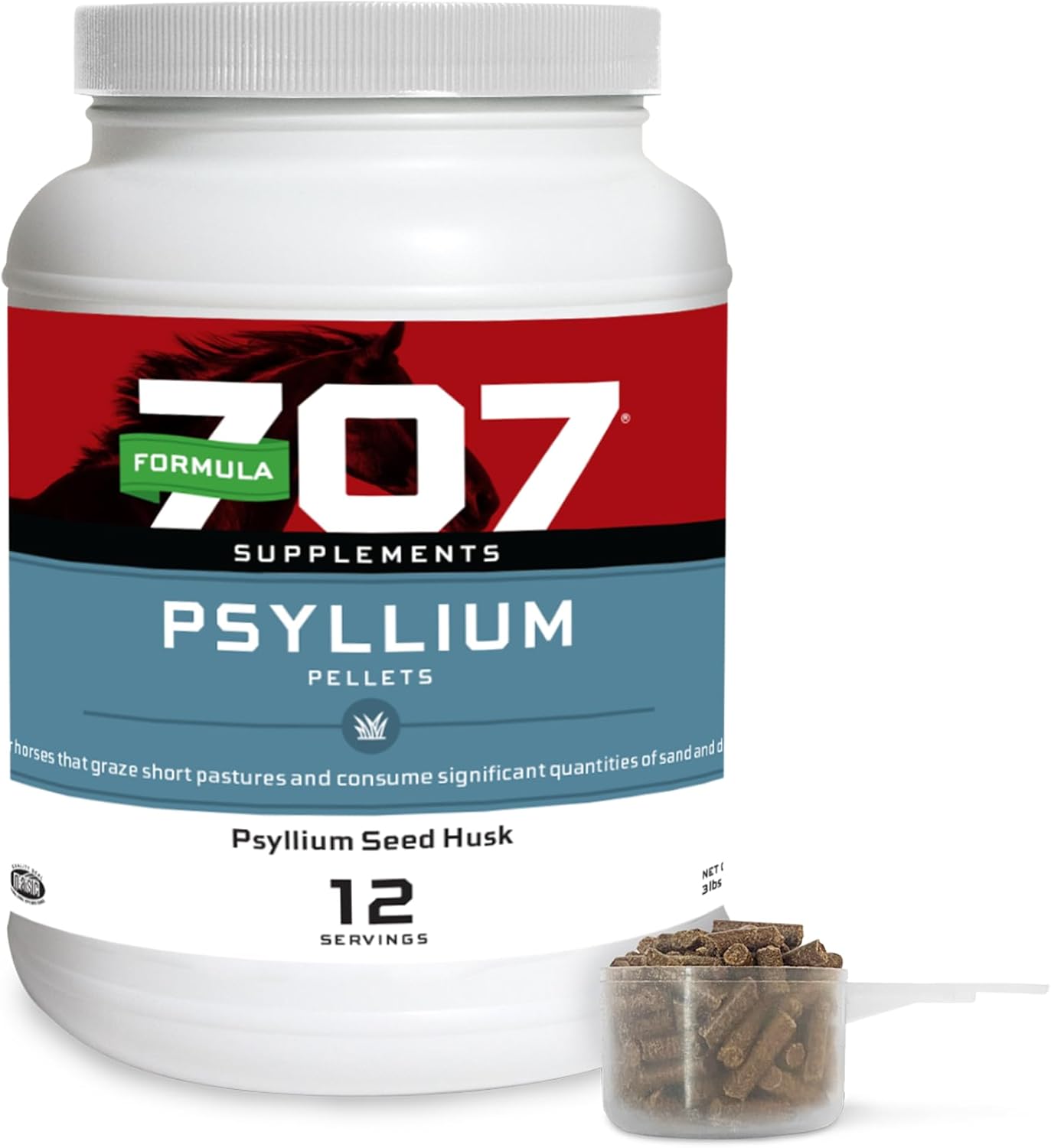 Formula 707 Psyllium Pellets Equine Supplement (3lb Jar – 12 Day Supply)