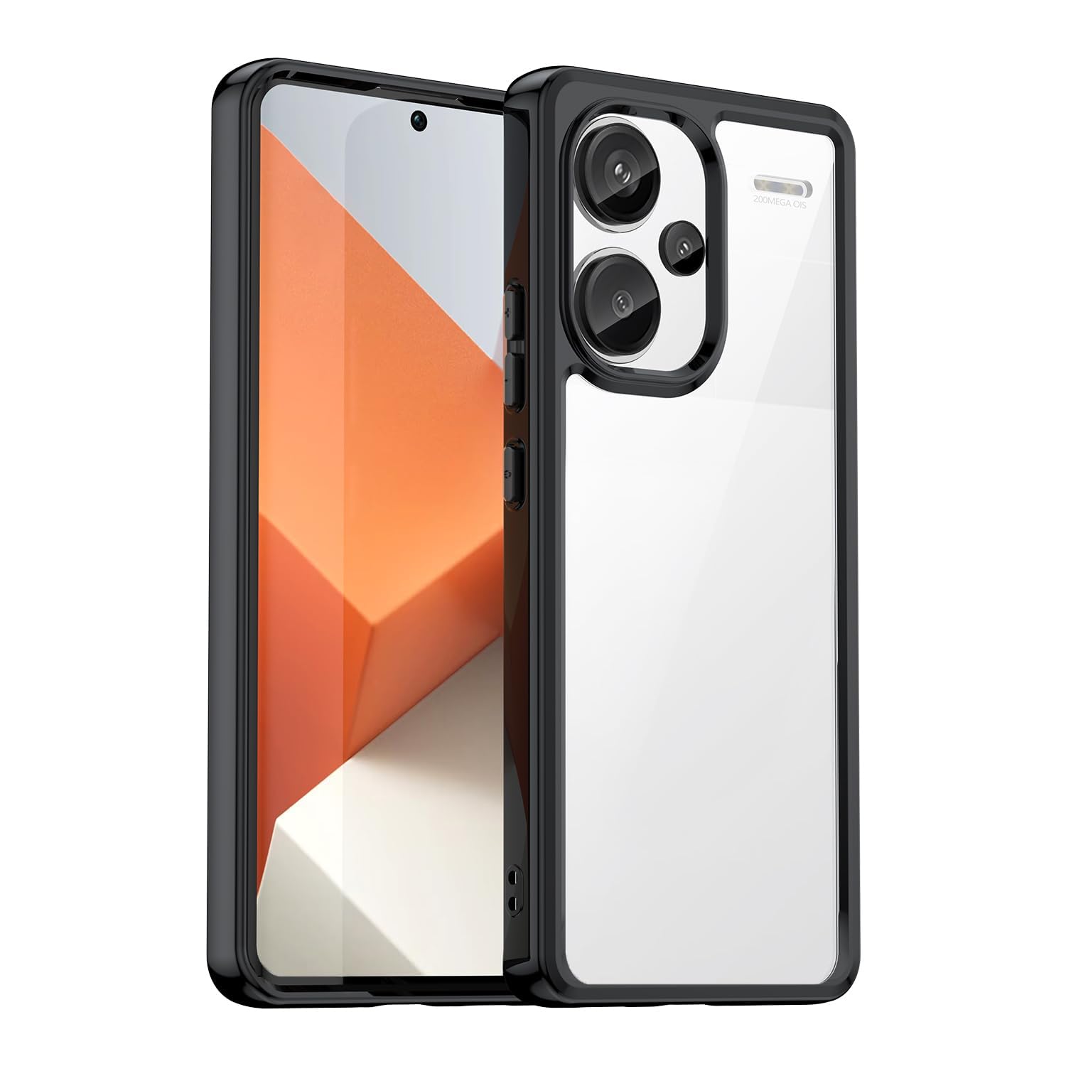 Dl3 Mobilak Crystal Clear Case for Xiaomi Redmi Note 13 Pro+ Plus 5G [Not Yellowing] [Military Grade Drop Protection] Shockproof Slim Transparent Protective Cover - Black