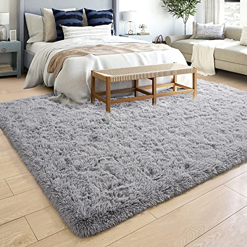 Rostyle Super Soft Fluffy Area Rugs For Living Room Bedroom, 5 Ft X 8 Ft Shaggy Floor Carpets Shag Christmas Rug For Girls Boys Furry Home Decorative Rugs, Grey #TOP1
