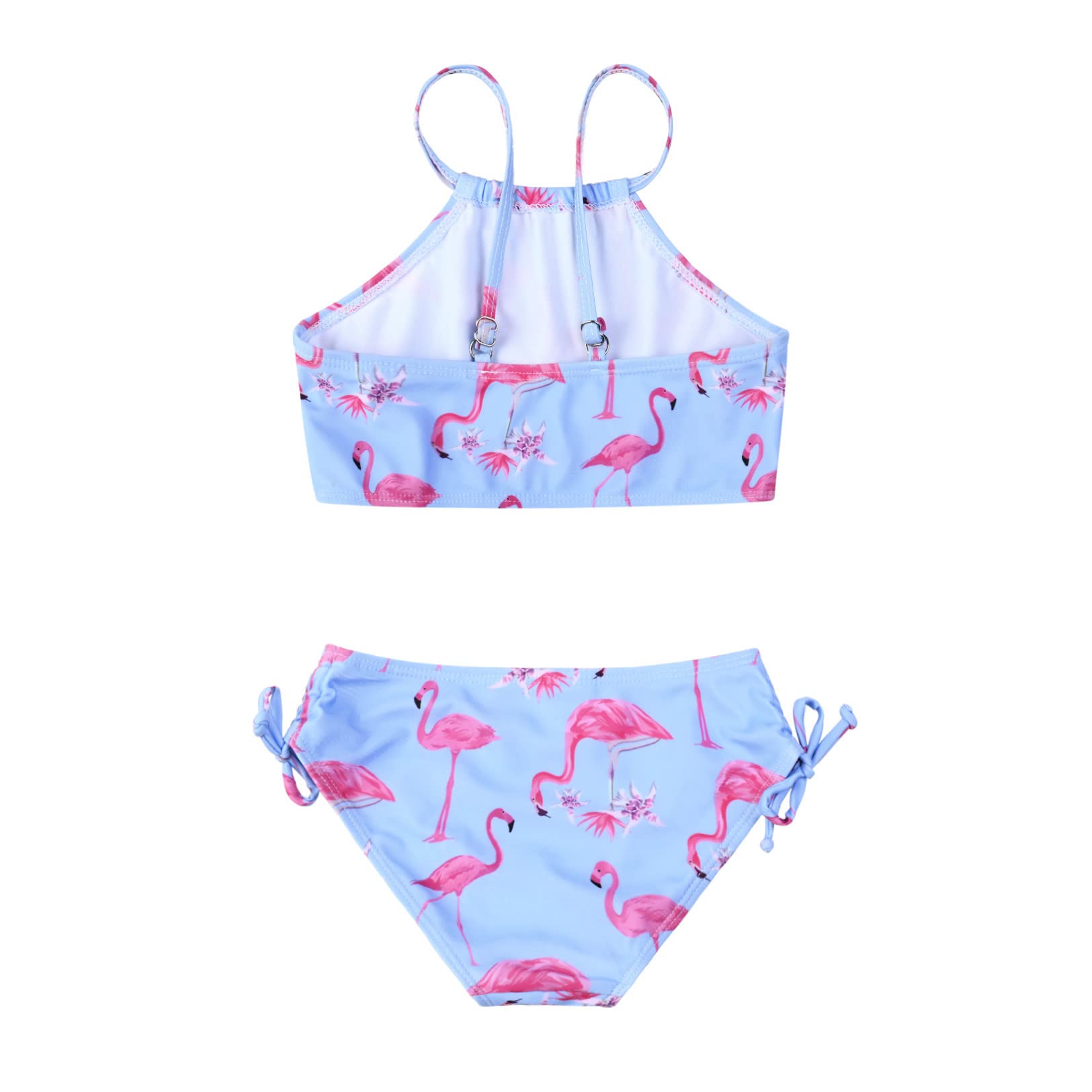 Girls Bathing Suits Kids Flamingo Swimsuits Bikini 2-Piece Beach Clothes,Size 8 9