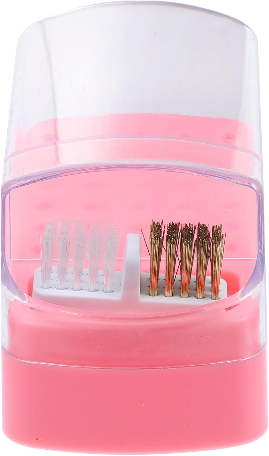 Nail Drill Bits Storage Case 30-slot Grinding Head Holder with Cleaning Brush Pink Manicure Nail Supplies Organizer for Professional