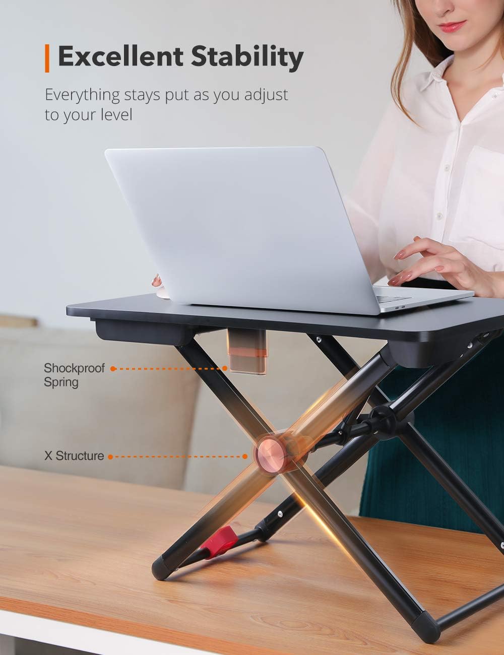 Standing Laptop Desk Converter, Sit Stand Adjustable Computer Workstation, 5 Height Levels Riser Legs Desk for Computer