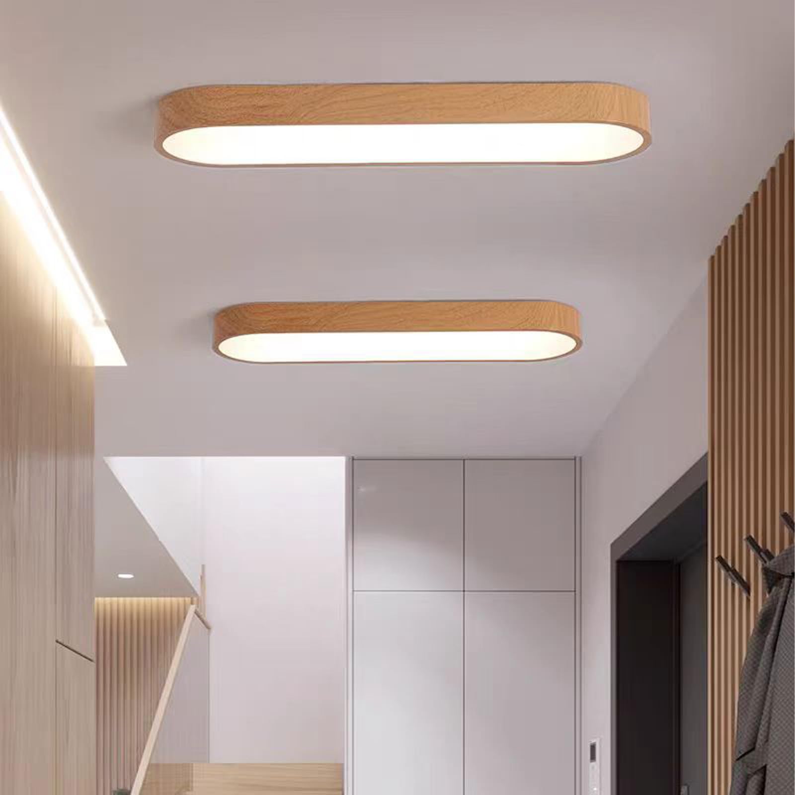 LED Lámpara de Techo con Mando a Distancia Regulable Moderno Plafon de Techo 3000K-6500K Minimalista Metal Lamparas Techo para Dormitorio Sala de Estar Pasillo Restaurante (Madera Oscura,120cm)