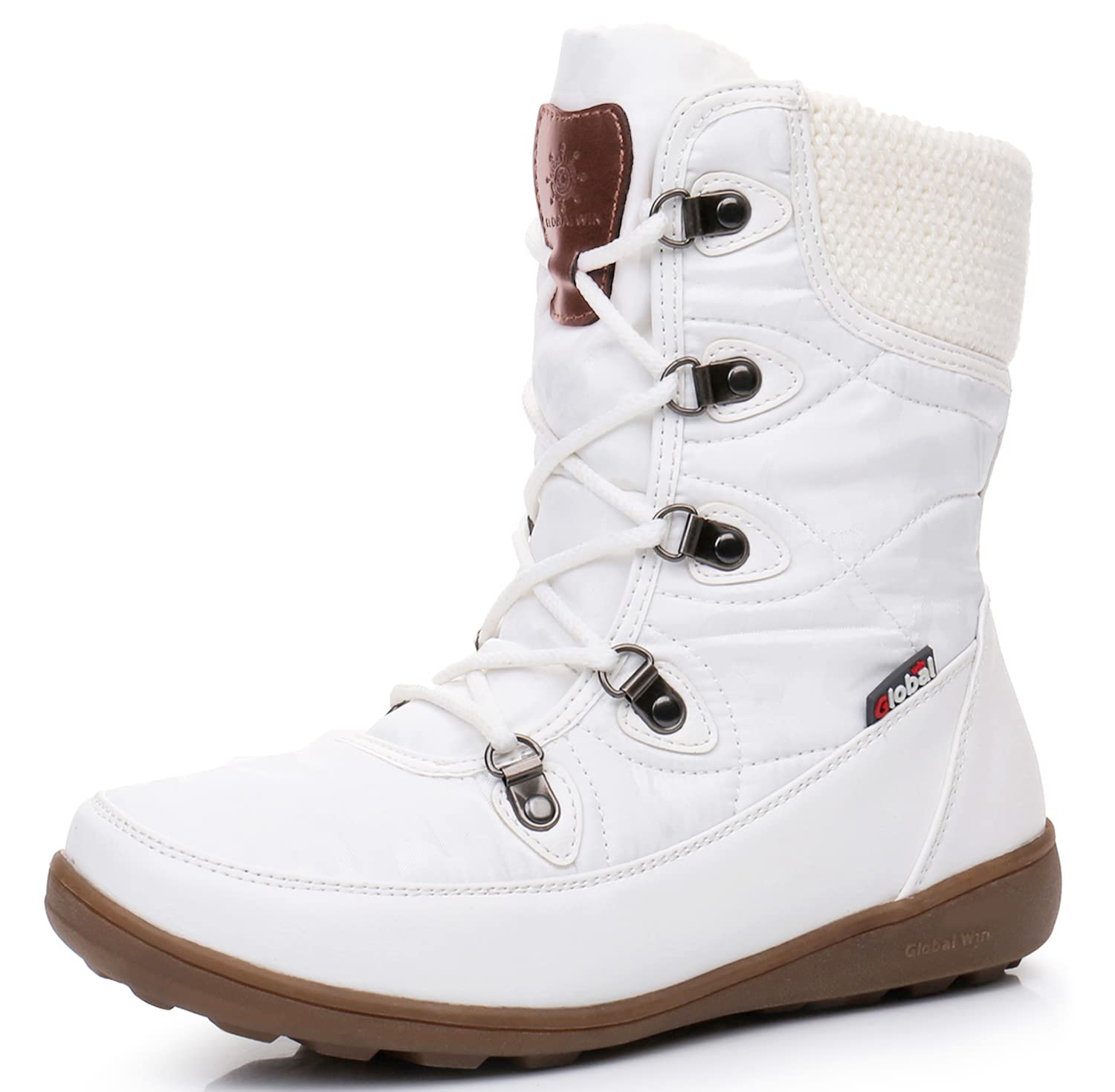 GLOBALWIN Women's Snow Boots Waterproof Mid-Calf Winter Boots for Women with Quilted Knit Panels, Warm Fleece Lining, and Non-Slip Insulated Outdoor