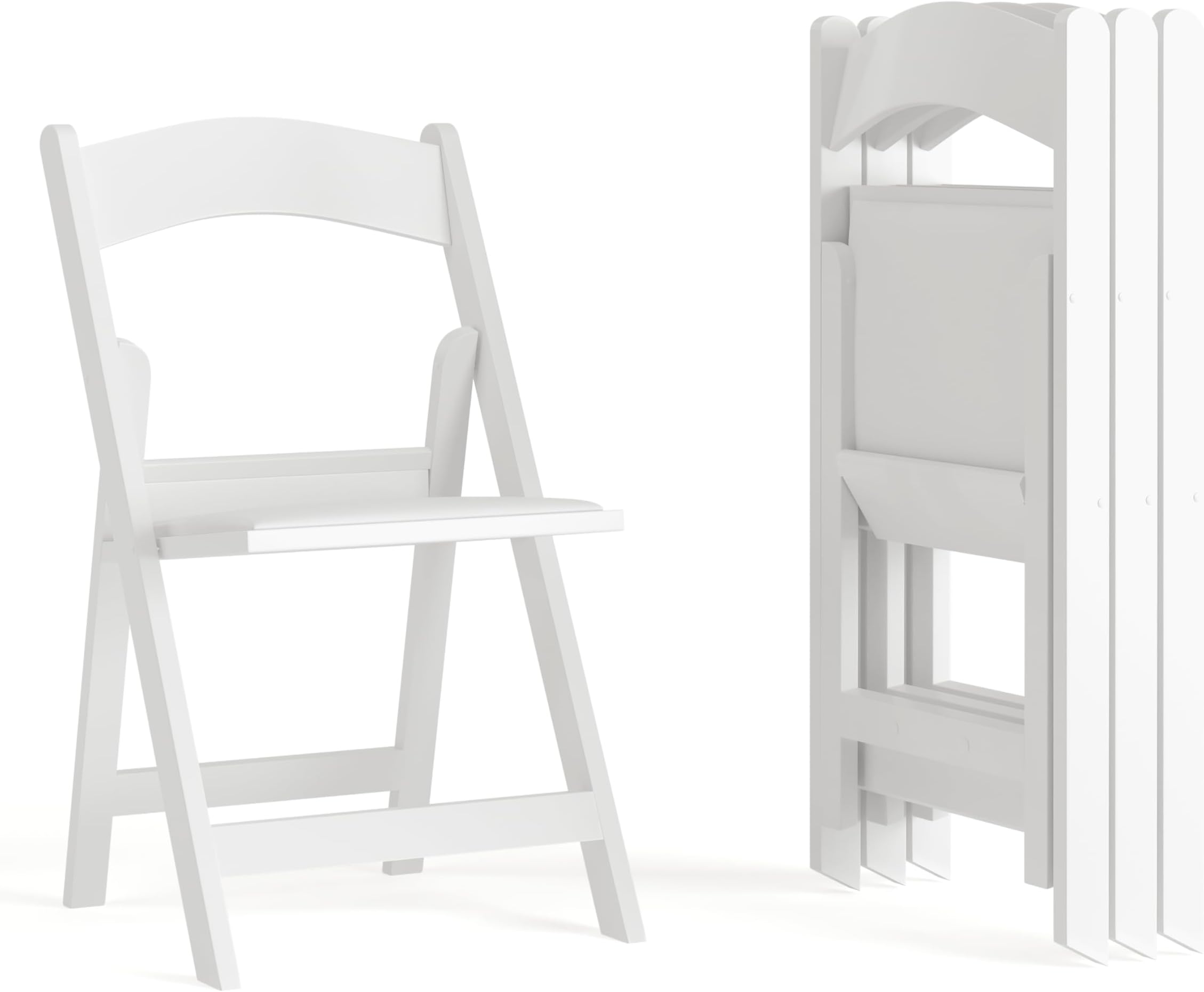 4 Pack Hercules Series 1000 lb. Capacity Resin Folding Chair with White Vinyl Padded Seat, Resin, White, 45.72 x 44.45 x 78.11 cm