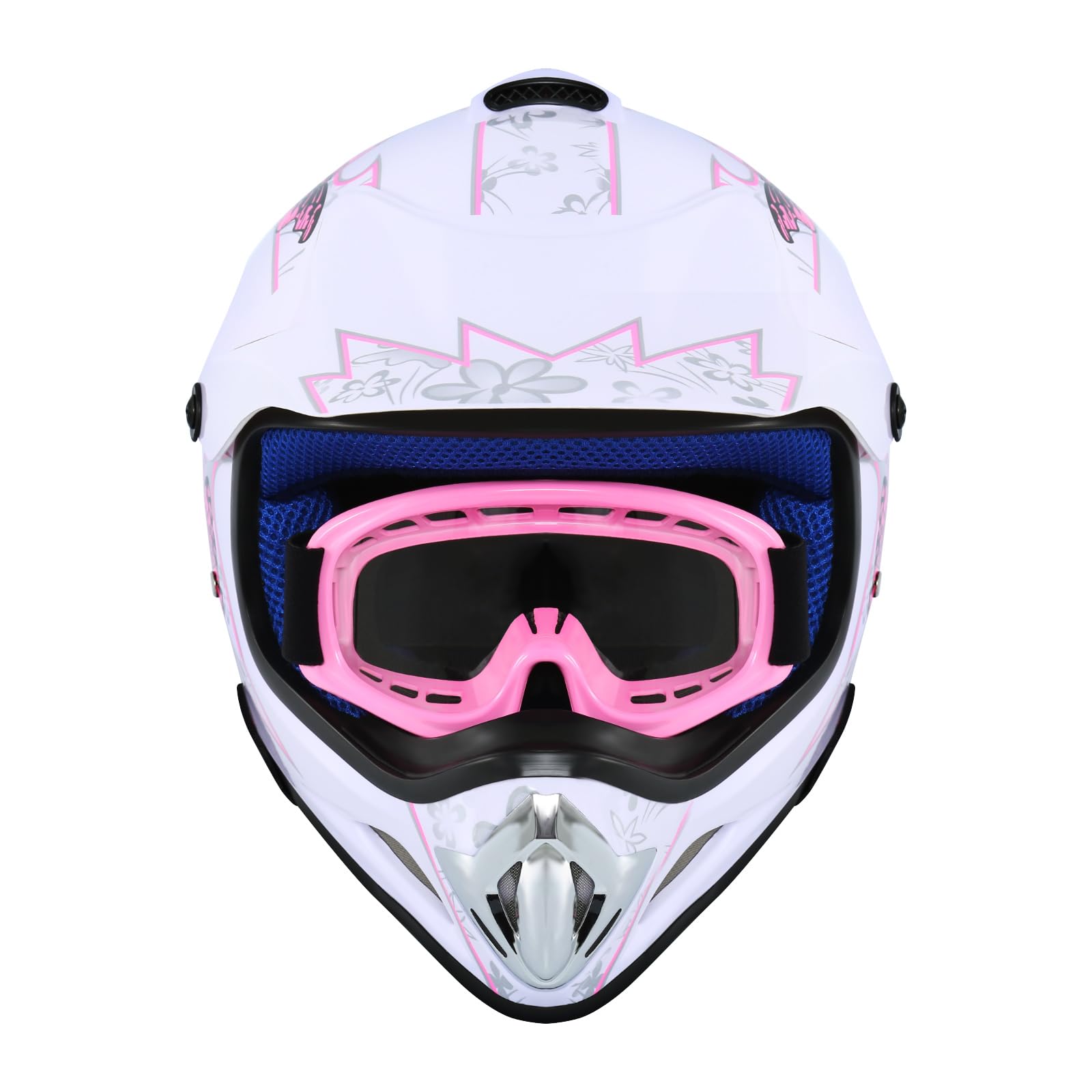 Samger Dot Enfant Casque Hors-Route Casque Motocross Dirt Bike Casque de Moto avec Gants+Lunettes(Blanc,L) | Dirt Bike Casque de Moto