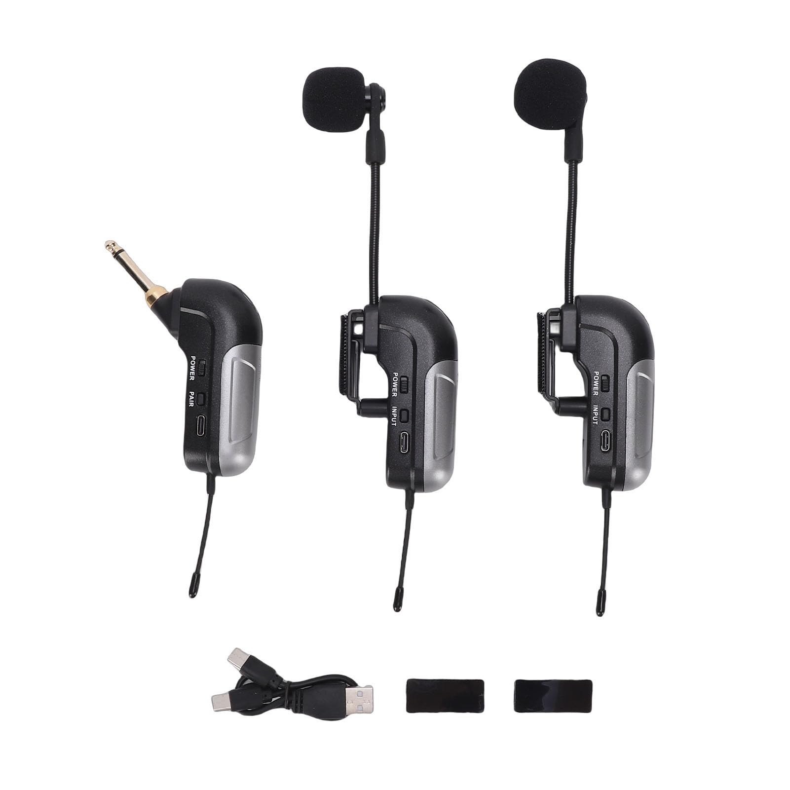 Drahtloses Dual-UHF-Akkordeonmikrofon, 360-Grad-Tonabnehmer-Instrumentenmikrofon mit 30 M Reichweite und 6 Stunden Akkulaufzeit, Ideal für Akkordeon, Akkordeon-Funkmikrofon