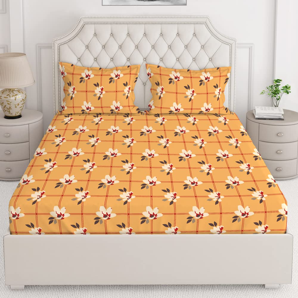 Blue Floral King Size Bedsheet Set - 100% Cotton -32 Blue Floral King Size Bedsheet Set - 100% Cotton -32