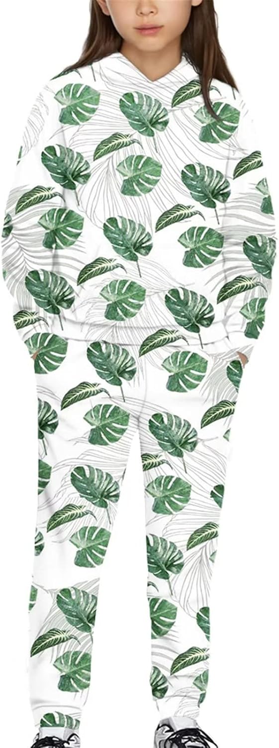 Forchrinse Pink Boston Terrier Boys Girls Long Sleeve Pullover Sweatshirts Sweatpants Pockets Sweatsuits Tracksuits Sets