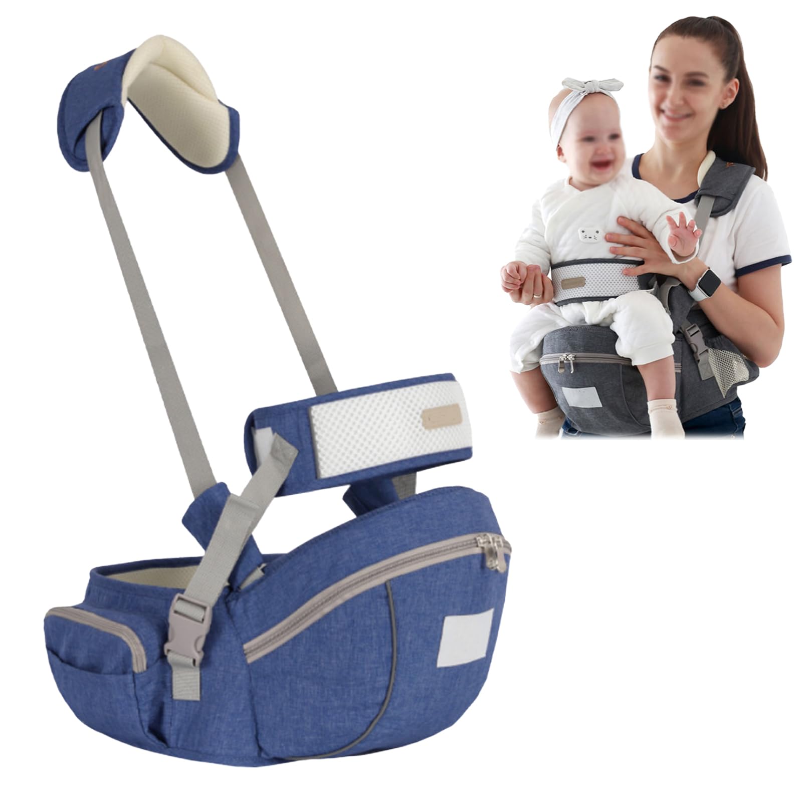 NosidełKo Dla Dziecka,NosidełKo NiemowląT I MałYch Dzieci,Lekkie Dzieci Z Kieszeniami Do Przechowywania,Lekkie Wygodne,Dla O Wadze Od 3-15kg,Idealne Rodzicielstwa Wolnymi RęKami(Color:Blue)