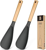 Vista 20 de Cuchara de cocina para utensilios de cocina antiadherentes, ideal para cocinar y servir silicona mate resistente sin BPA, cuchara con mango de Caqui