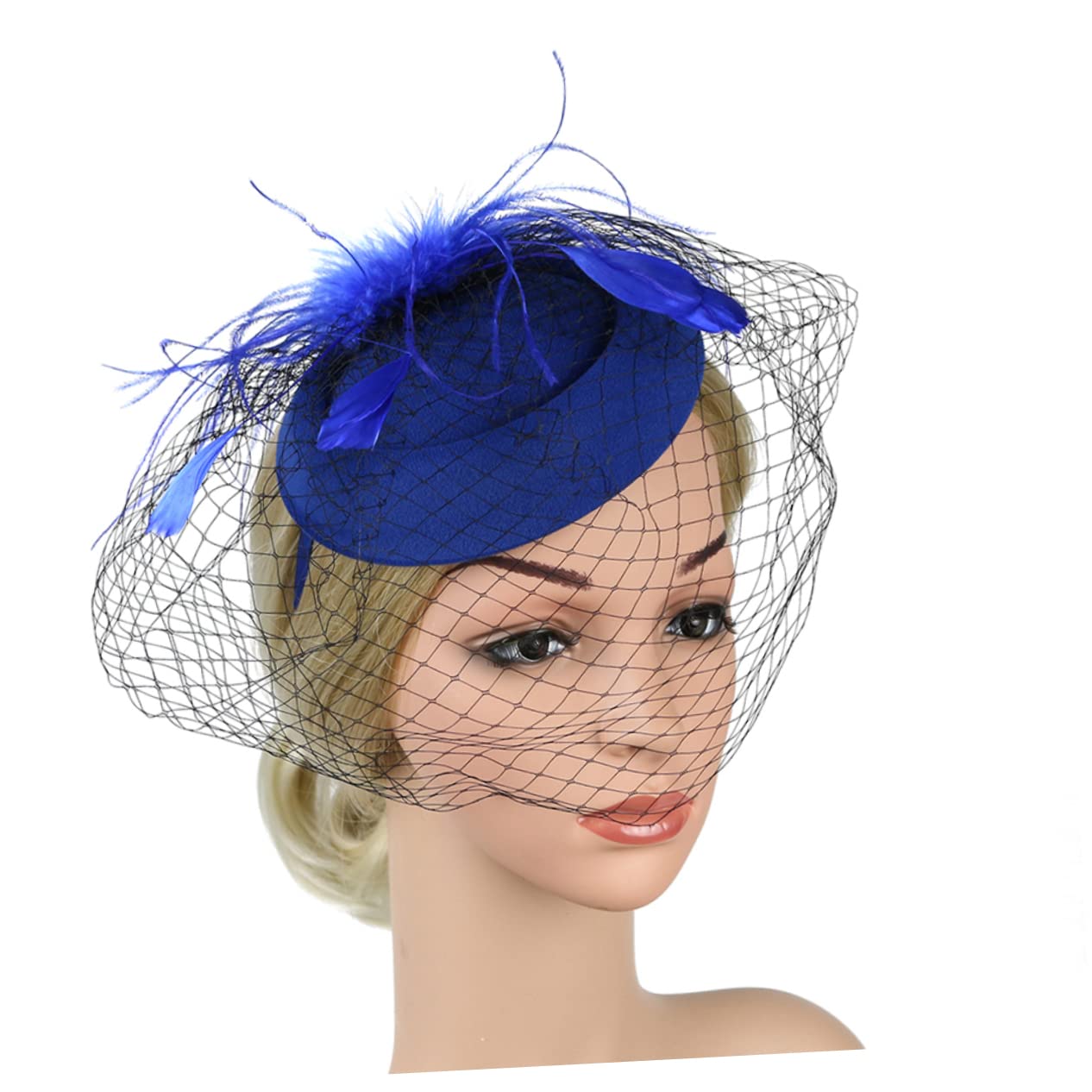 3pezzi Fascinator Elegante da Donna con Velo Piume Accessorio per Cerimonie e Tea Party Stile Vintage per Matrimonio e Feste