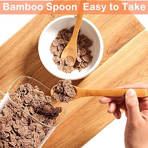 NENEO FanFan Set 3, 1200ML Glass Jars Storage with Lid Dia 10cm Square Airtight Glass Jars with Spoon for Preserving Food