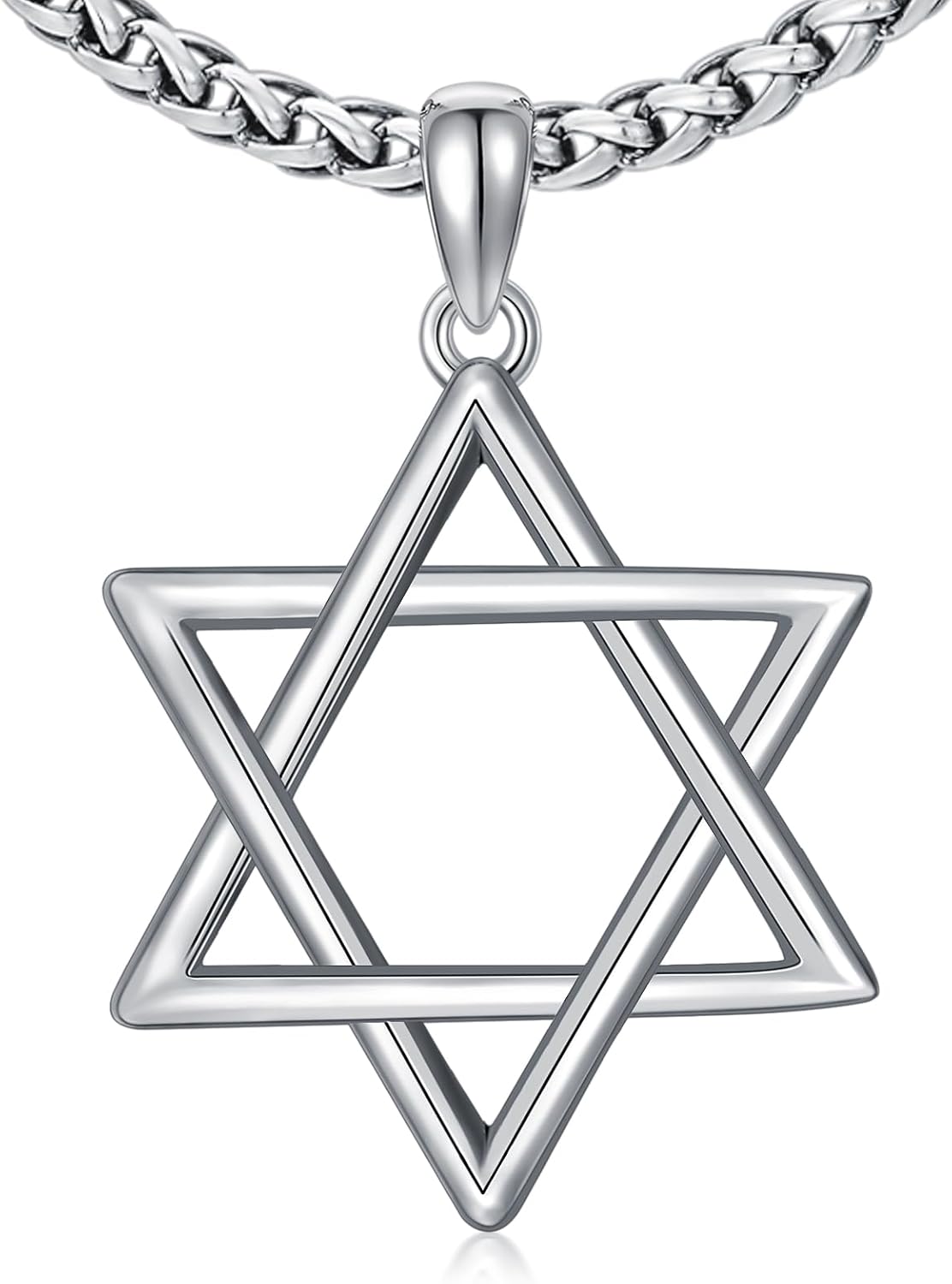 Star of David Necklace for Men 925 Sterling Silver Estrella De David Classic Jewish Israeli Pendant Necklace Jewelry Gifts for Men Women