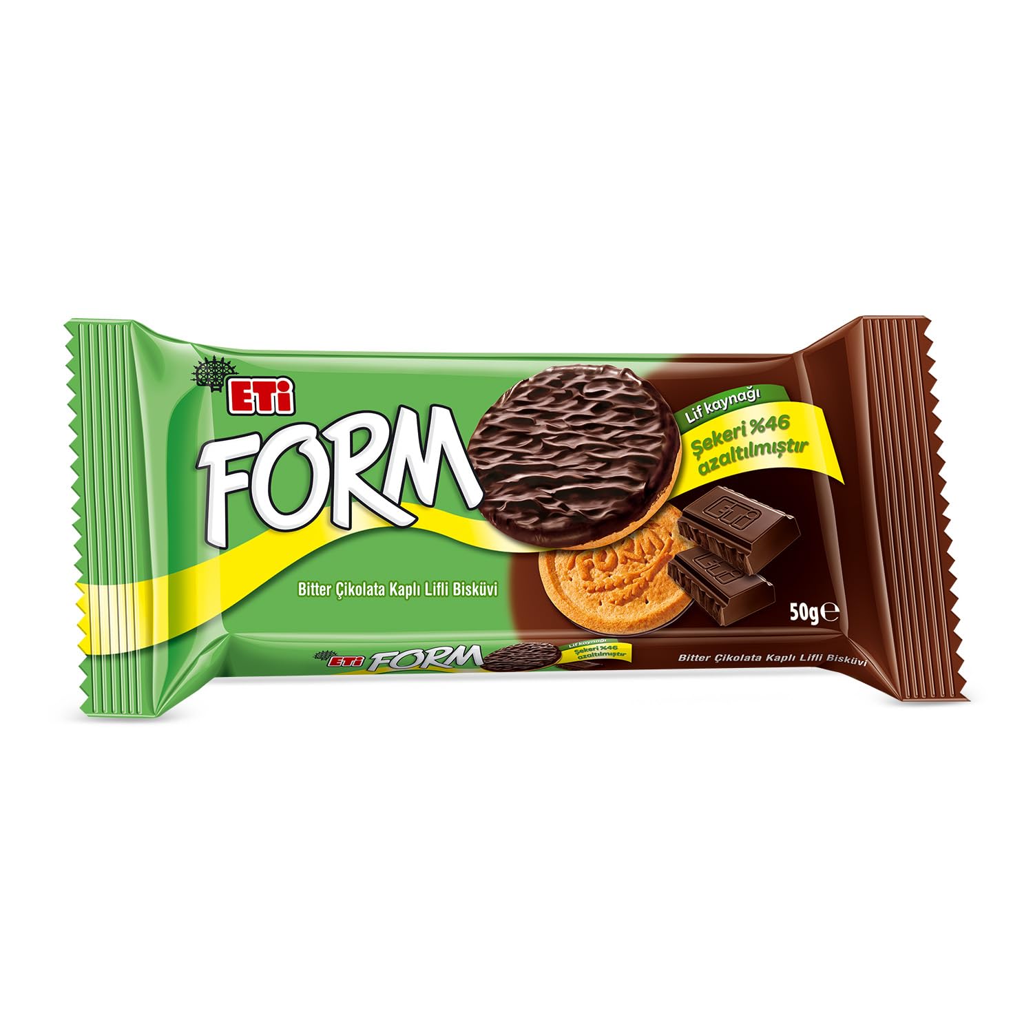 Eti Form Bitter Çikolata Kaplı Lifli Bisküvi 50 g x 24 Adet