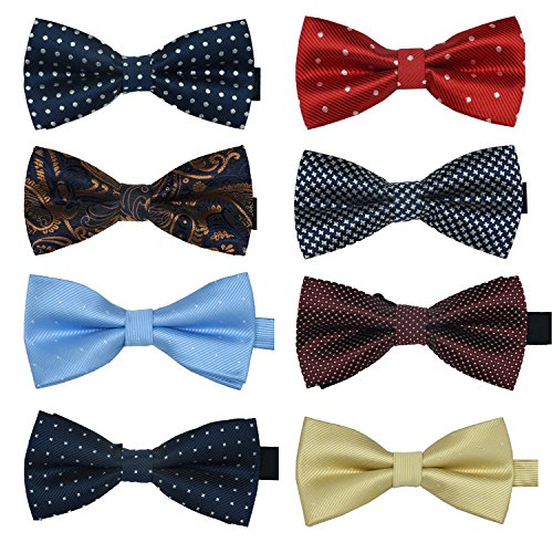 Men's Bow Ties Adjustable Pre-tied bowties for Boys Man 8 Packs in Gift Box, Style 4