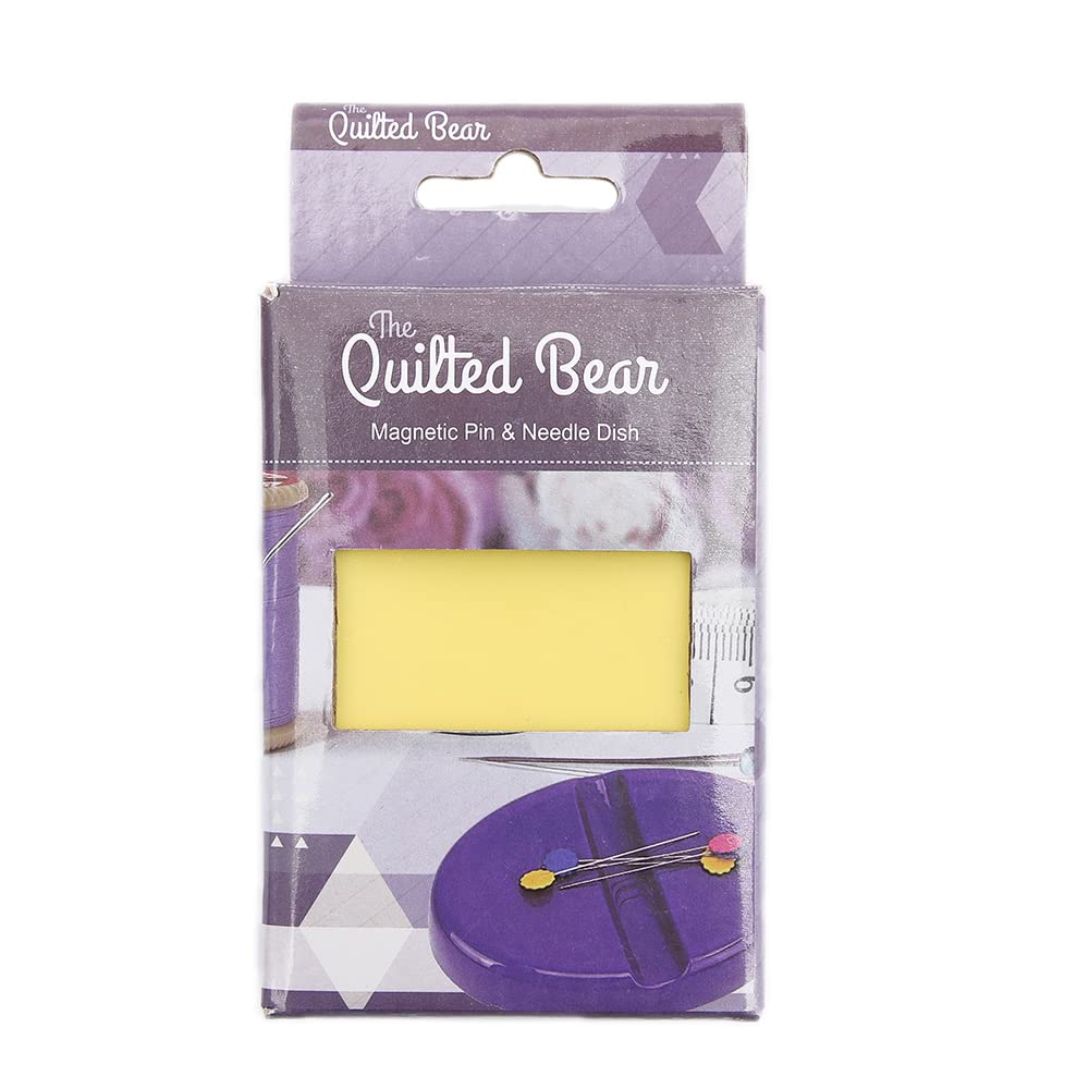 The Quilted Bear Coussin magnétique pour épingles à coudre – Support magnétique pour épingles à coudre avec 25 épingles à coudre et plateau de rangement en plastique pour le bureau, les fournitures
