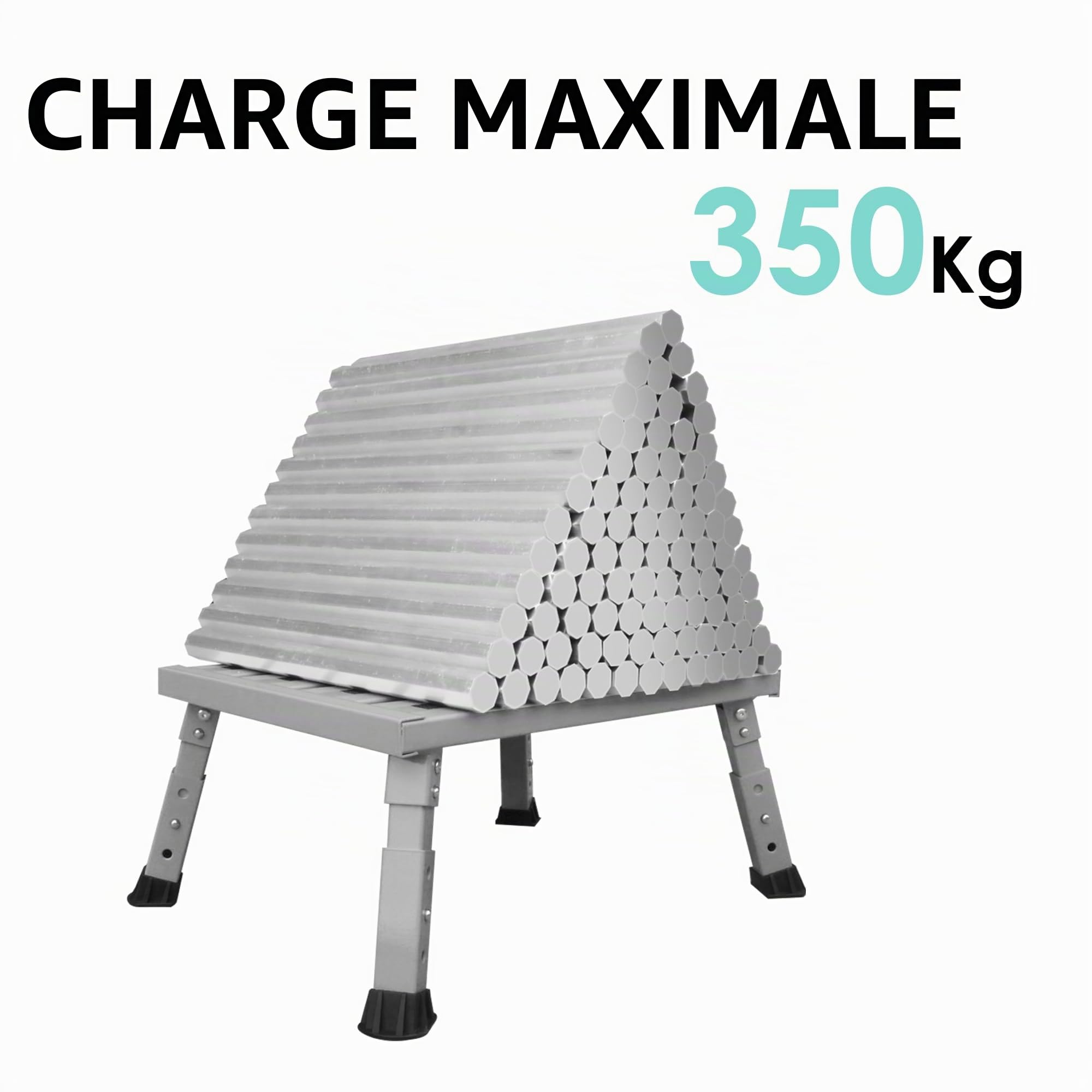 Tabouret pliable réglable pour caravane, camping-car, SUV, en métal résistant, supporte 350 kg, antidérapant et pliable, 3 niveaux de hauteur (18-24 cm), portable, pour camping, personnes âgées