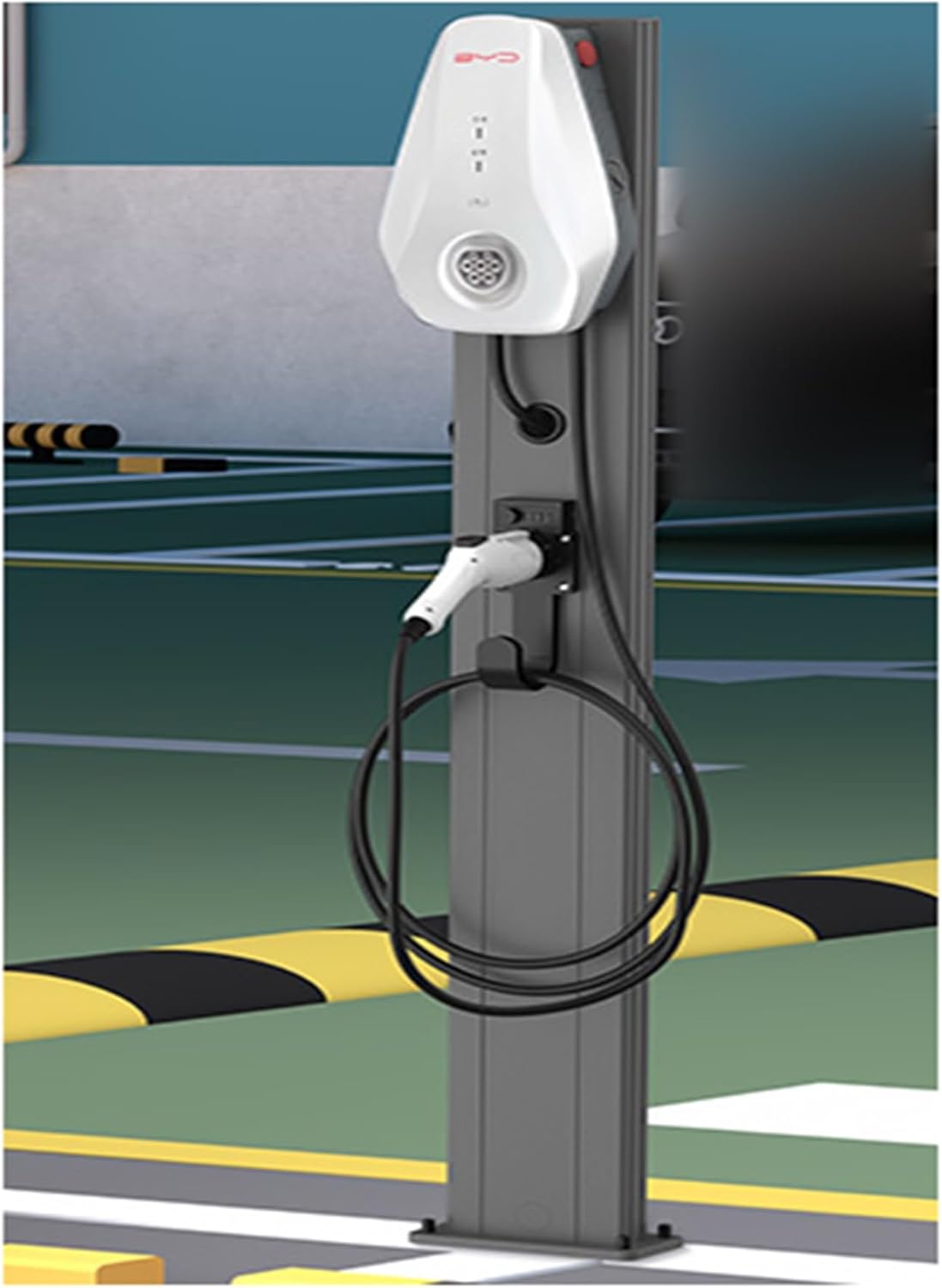 Outdoor EV Charger Pedestal - Freestanding Electric Vehicle Charging Station with Mechanical Lock, Durable Charging Column & Lever for Garage Use - Ideal for Electric Cars