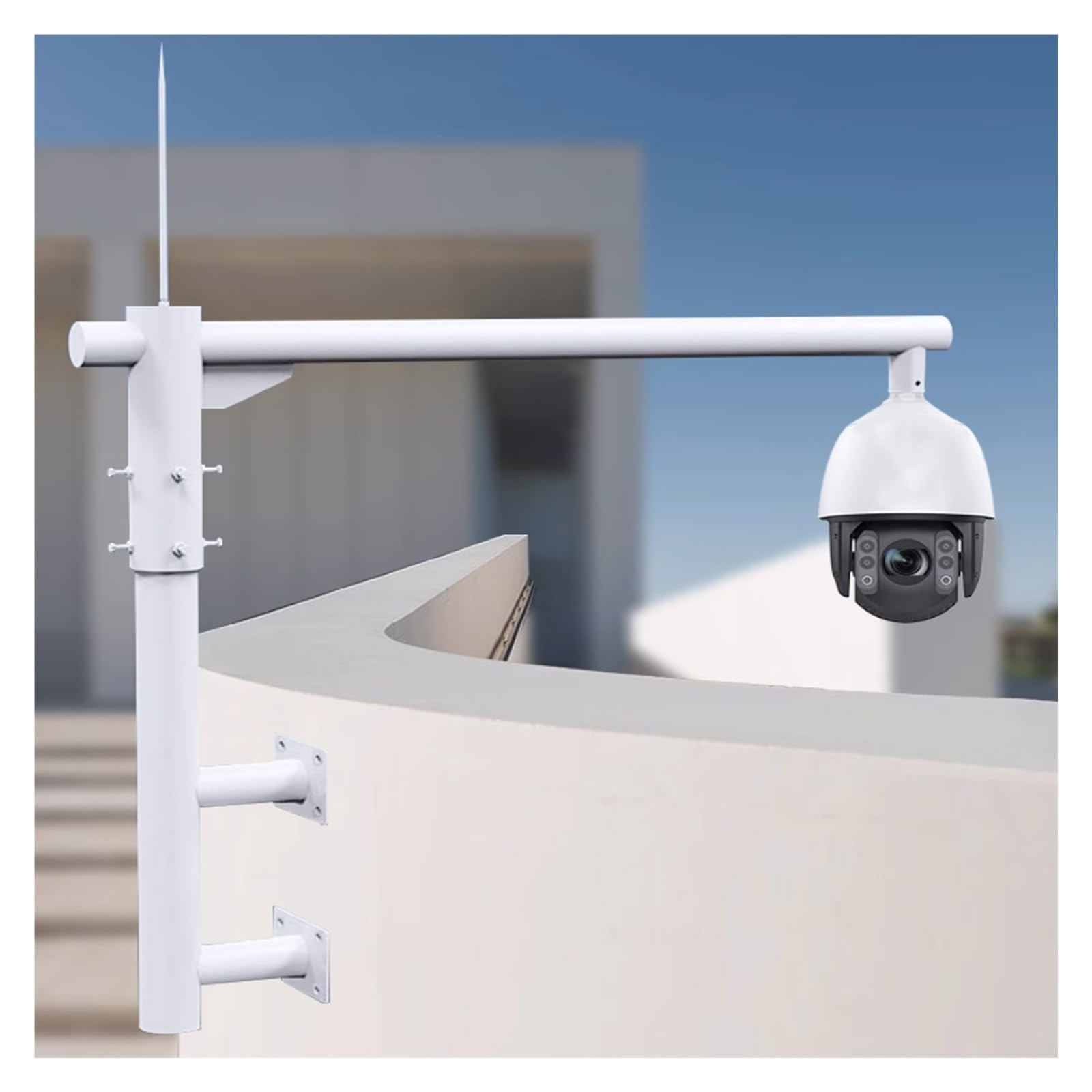 Poste de cámara de seguridad montado en la pared, soporte de CCTV ajustable con brazo giratorio de 360°, poste de monitor para todo tipo de clima para el hogar y la empresa
