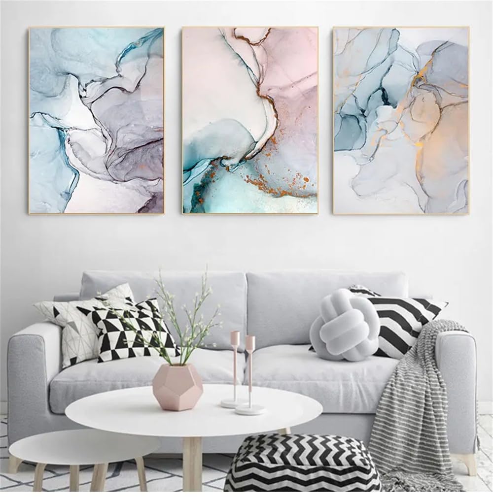 WUHBCZ Art Pictures-Art Pictures Geometric Marble Abstract Canvas Painting Nordic and Prints Modern Wall Artwork for Living Office Home Room Decoration-50 * 70cm/3PCS (No Frame)