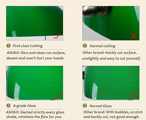 Miniatura 7 de ASOKO Lámpara tradicional de banquero, base de latón, pantalla de cristal verde esmeralda hecha a mano, luz de mesa de oficina vintage, lámparas de