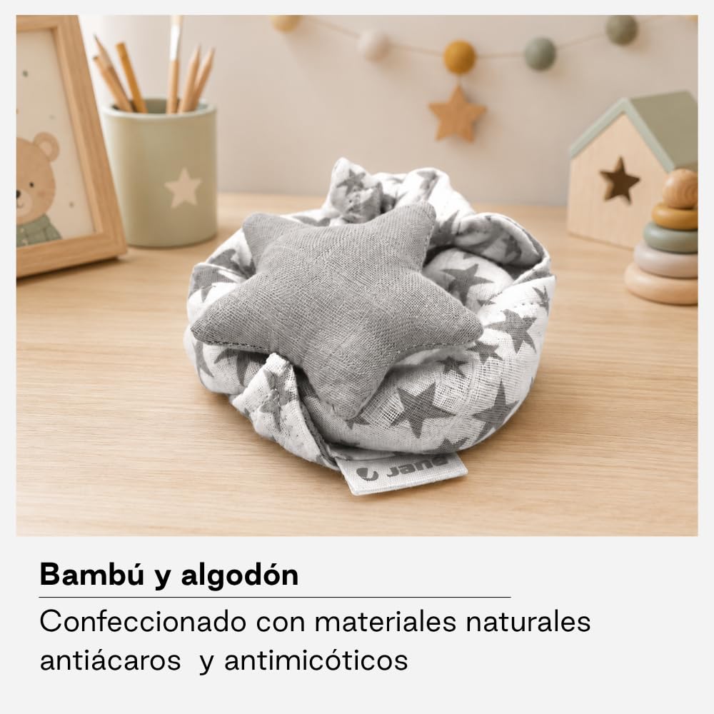 Jané Dou-Dou, Muñeco de Apego, Recien Nacido, Bambú y Algodón, Tacto Agradable, Gris