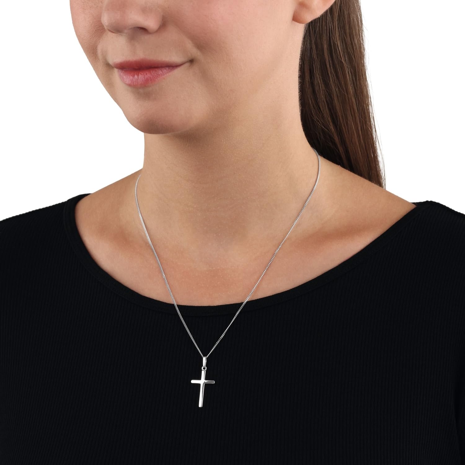 Amor - Unisex Damen Herren Halskette 925 Silber - Kreuz Anhänger - AMR-N0036