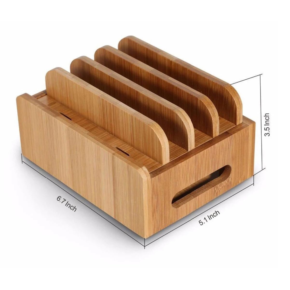 Hemobllo Supporto Per Caricabatterie Usb in Legno Per Dispositivi, Organizzatore Da Tavolo Con Scomparti Per Smartphone e Tablet, Stazione Di Ricarica Ordinata Per Scrivania Pulita