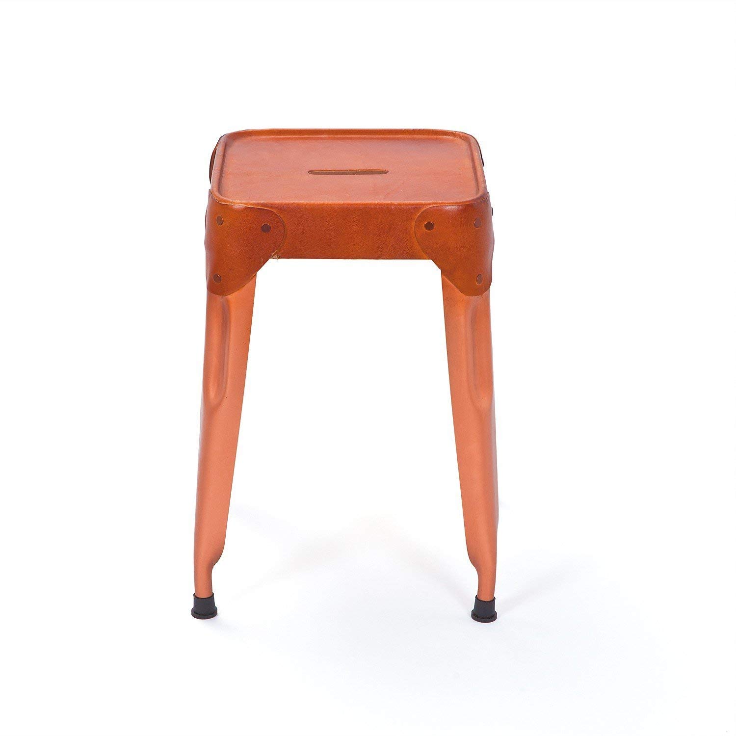 Inter Link - Juego de 4 taburetes - Metal Cobre - Asiento Cuero - Reema